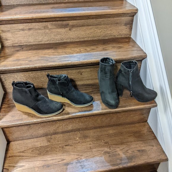 Brand New , never worn, 2 pairs of black Suede Ankle boots SiZE 9 - Picture 1 of 7